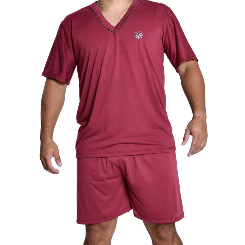 Pijama Masculino Curto Vinho