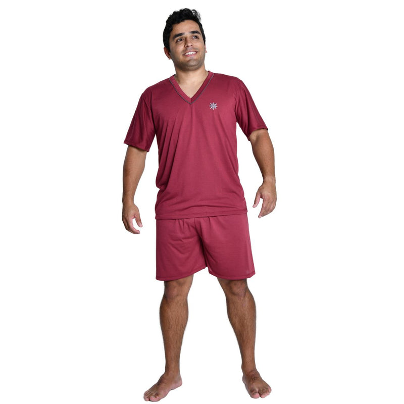 Pijama Masculino Curto Vinho