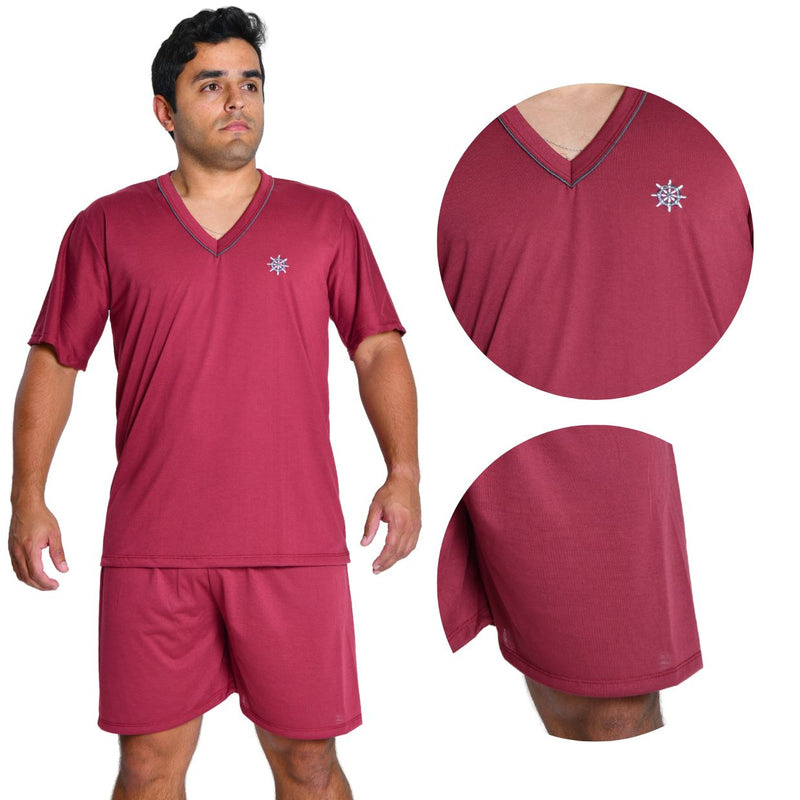 Pijama Masculino Curto Vinho