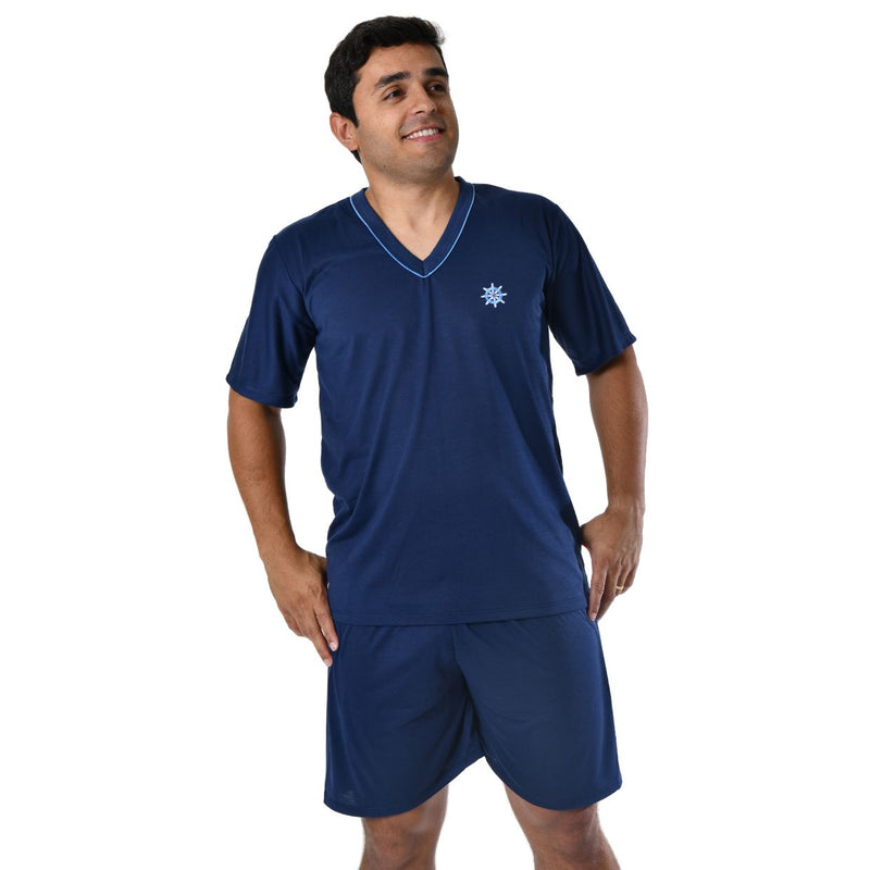 Pijama Masculino Curto Azul Escuro