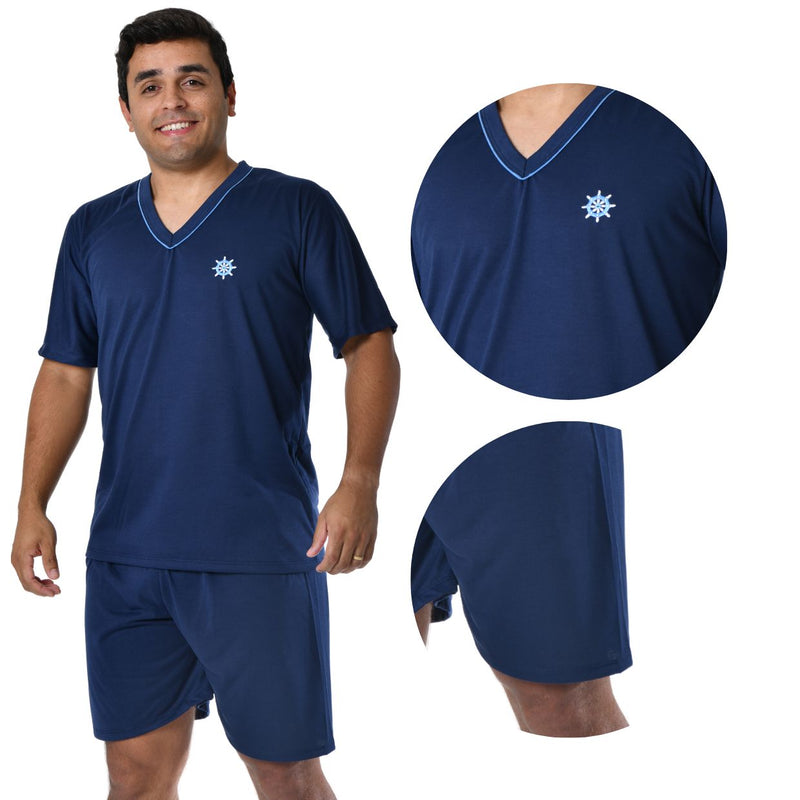 Pijama Masculino Curto Azul Escuro