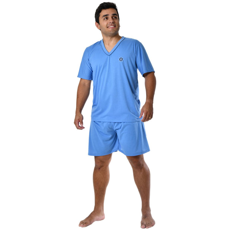 Pijama Masculino Curto Azul Claro