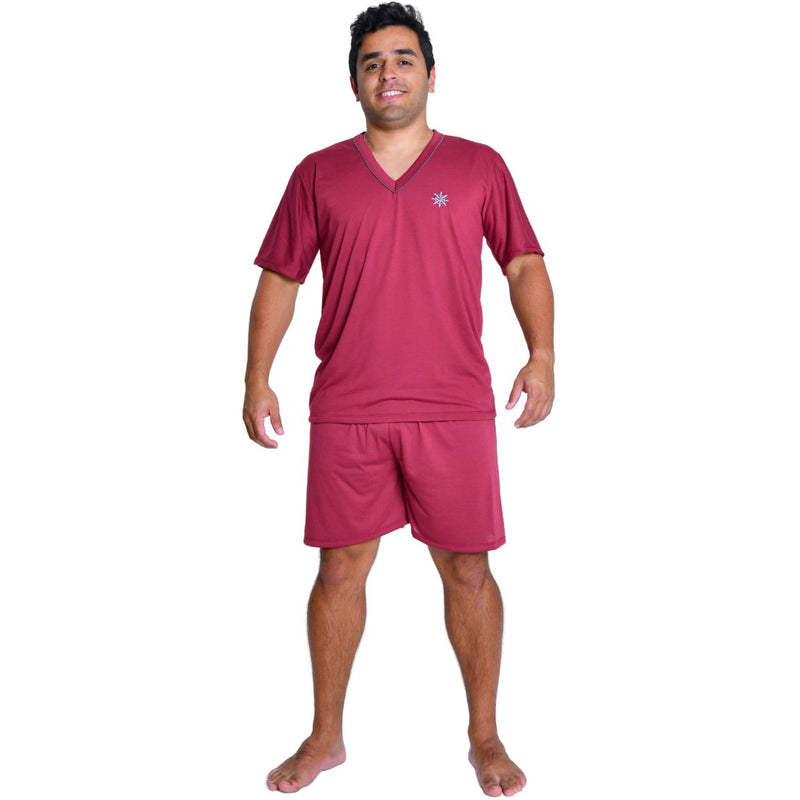 Pijama Masculino Curto Vinho