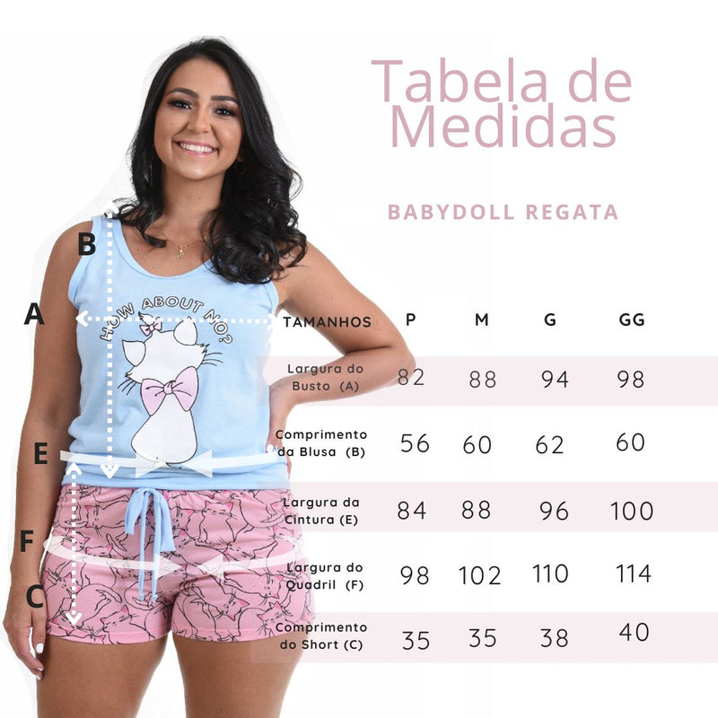 Baby Doll Camiseta Gatinha Merry