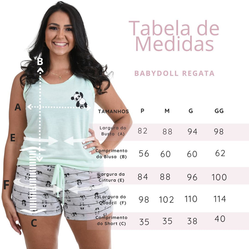 Baby Doll Camiseta Panda verde