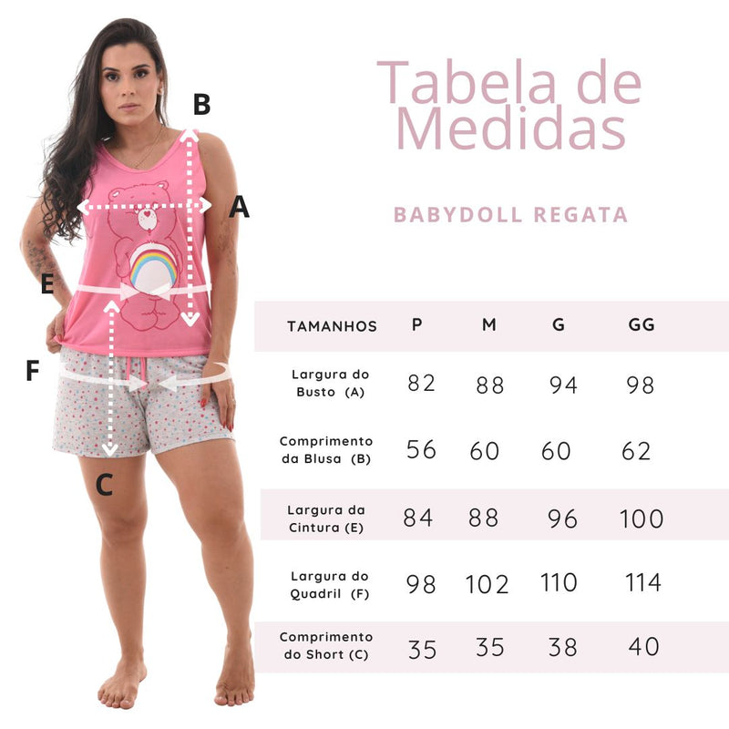 Baby Doll Camiseta Ursinho Rosa