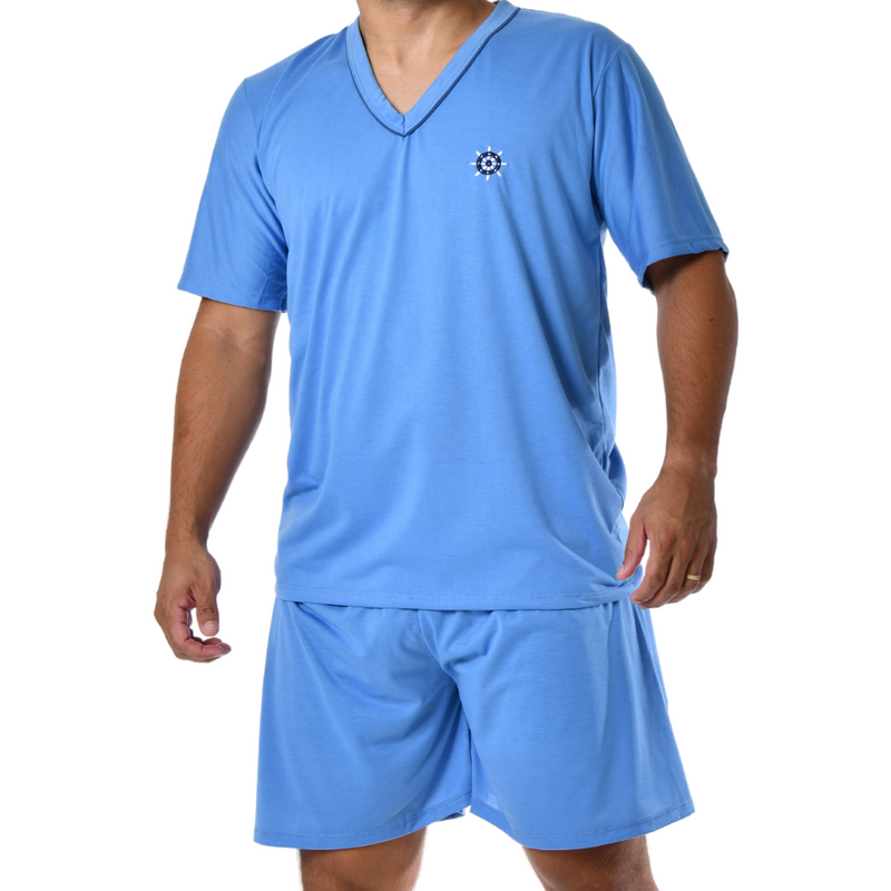 Pijama Masculino Curto Azul Claro