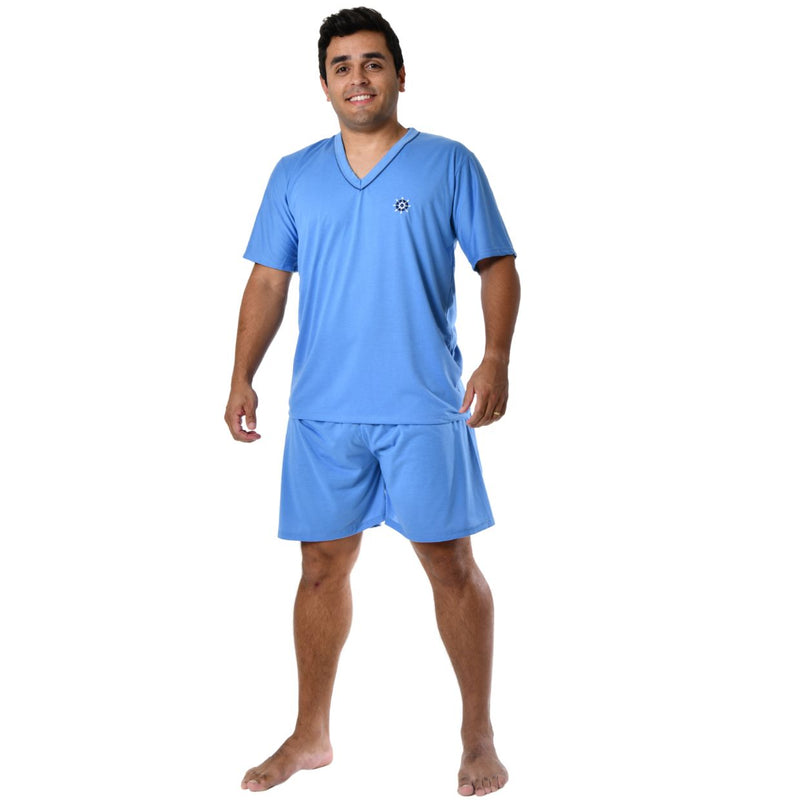 Pijama Masculino Curto Azul Claro