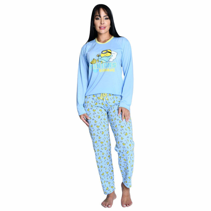 Pijama Longo Feminino Minions AZC Familia