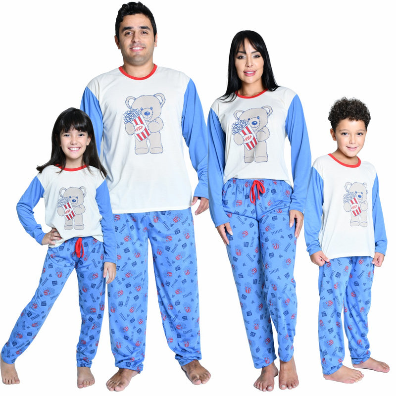 Pijama Longo Feminino Urso Netflix Familia