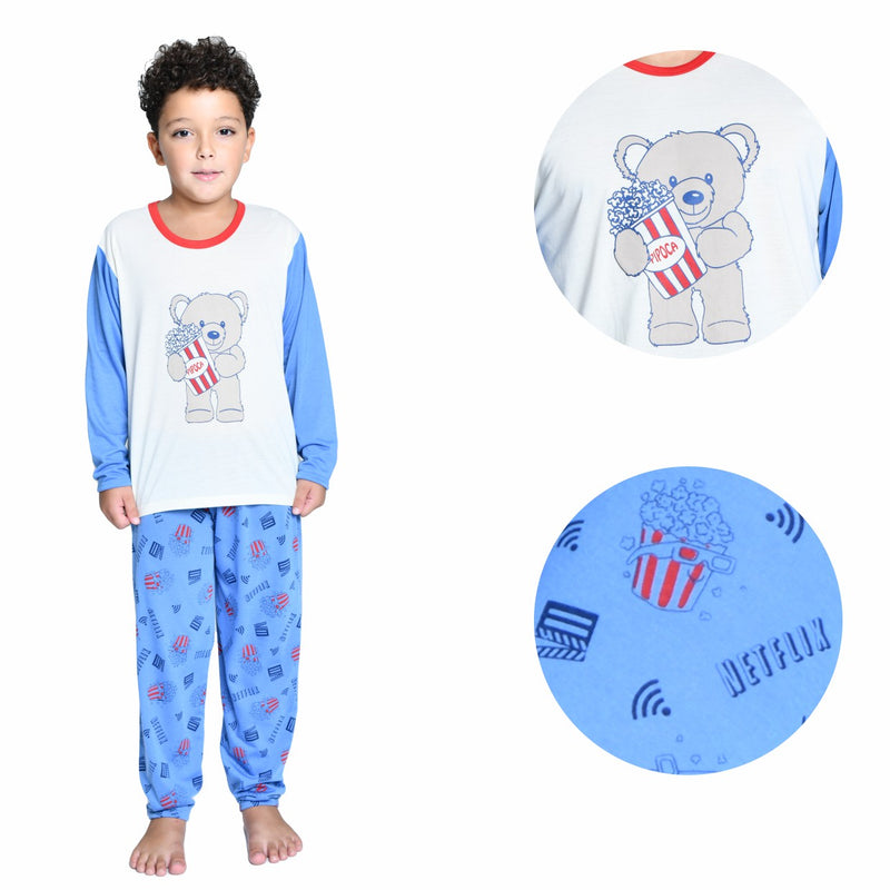 Pijama infantil Menino Longo Família Urso Netflix