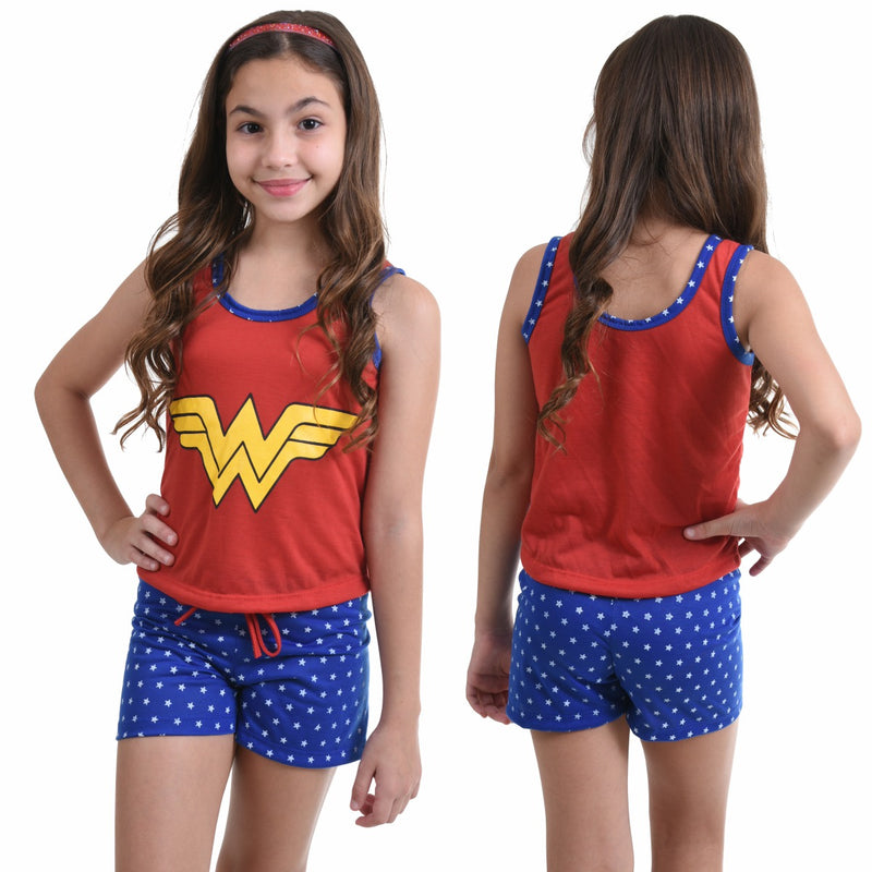 Pijama Infantil Camiseta Mulher Maravilha