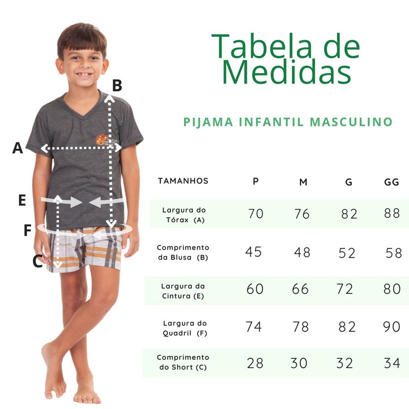 Pijama Infantil Menino Verão Arte Xadrez AZE