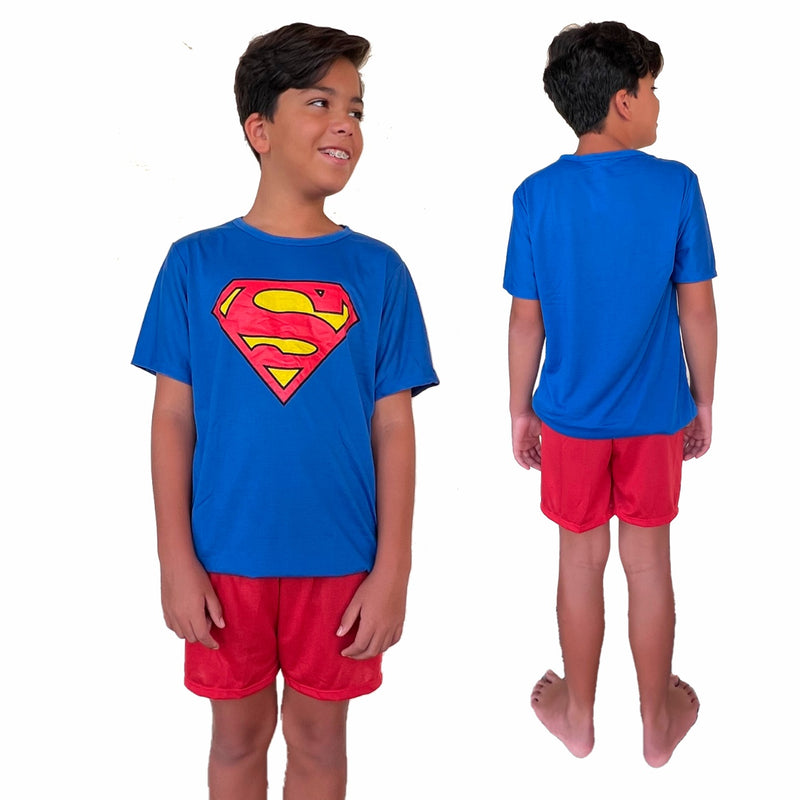 Pijama Infantil Menino Curto Verão Super Homem