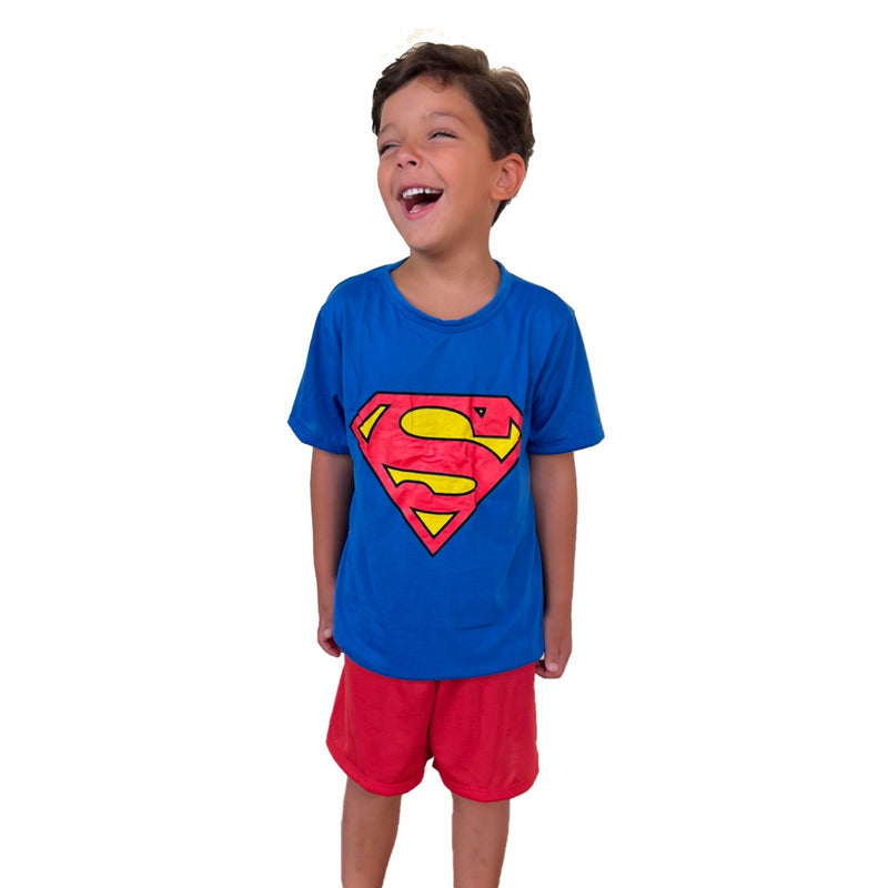 Pijama Infantil Menino Curto Verão Super Homem