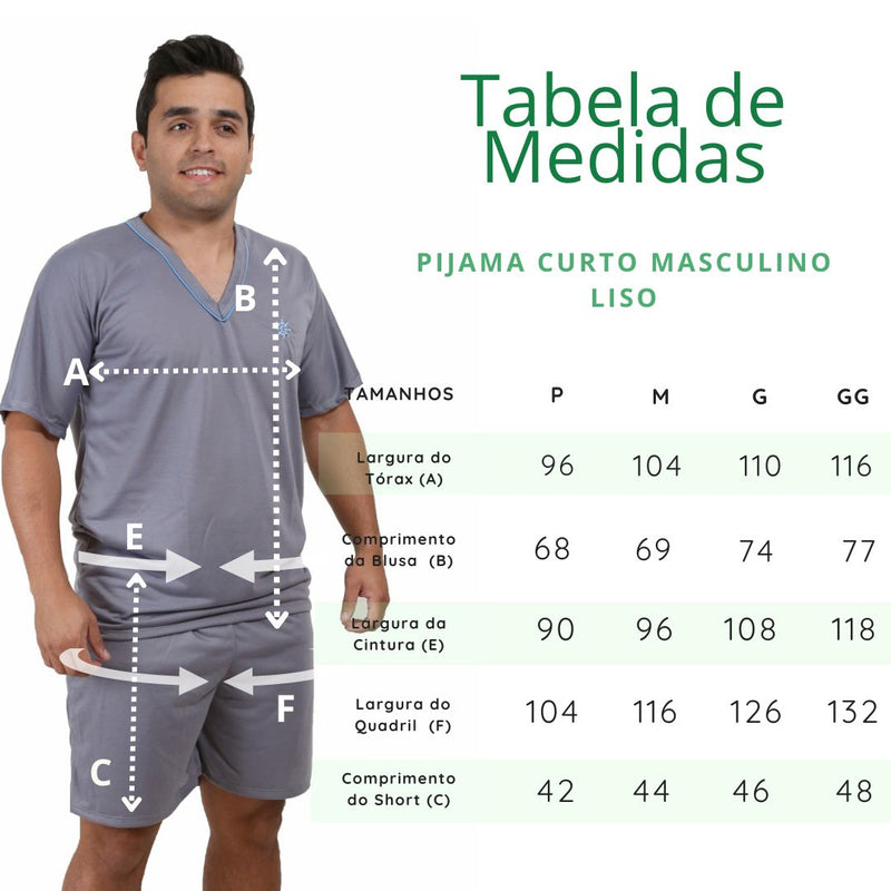 Pijama Masculino Curto Cinza