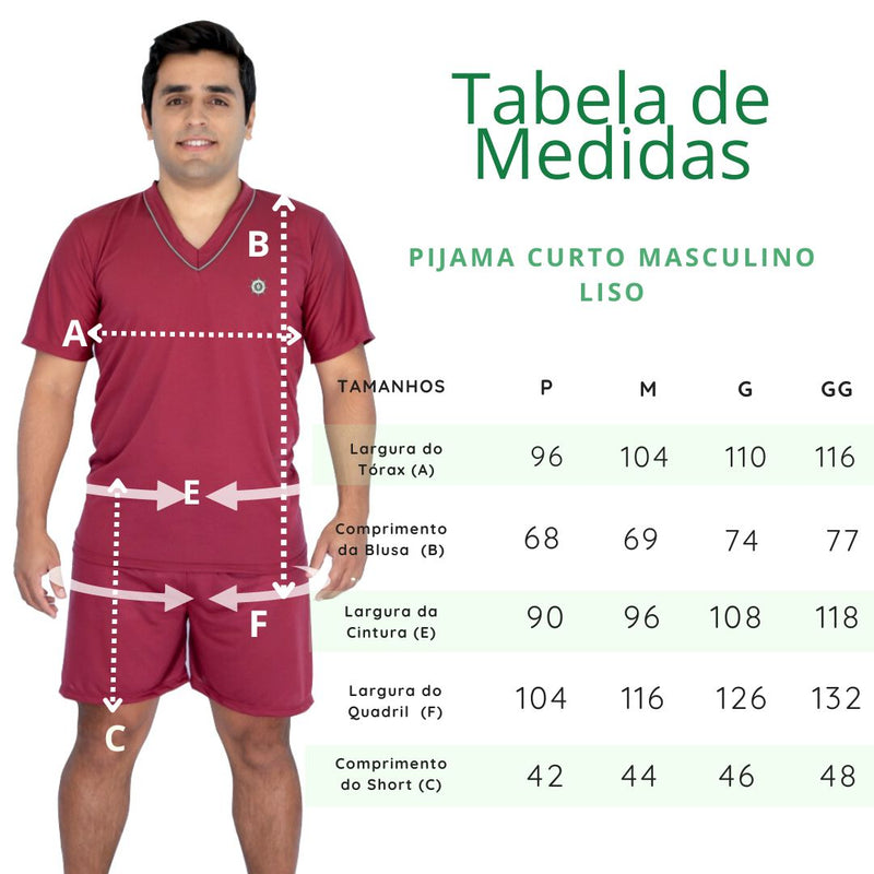 Pijama Masculino Curto Vinho