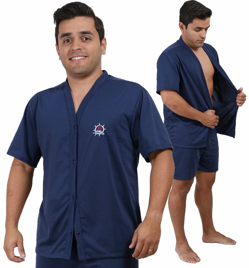 Pijama Masculino Curto Aberto Botão