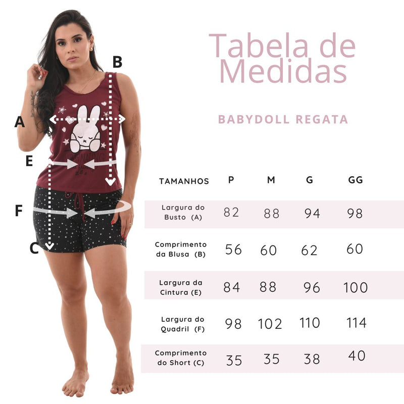 Baby Doll Camiseta Vinho Coelhinho