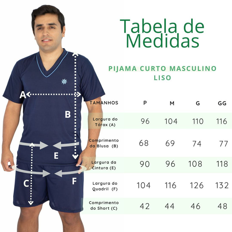 Pijama Masculino Curto Azul Escuro