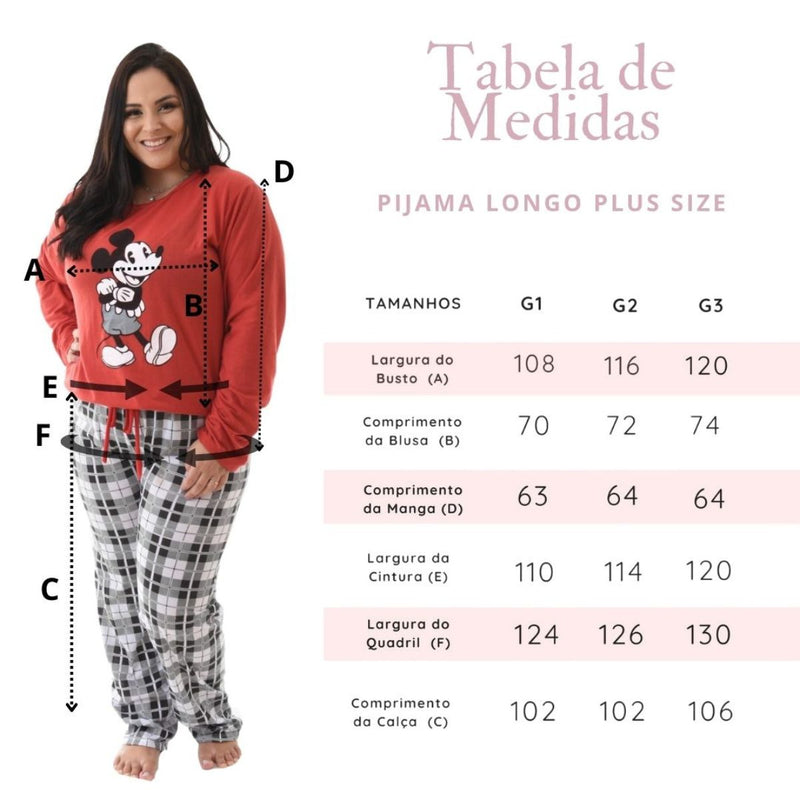 Pijama Plus Size Longo Feminino Snoopy Rosa