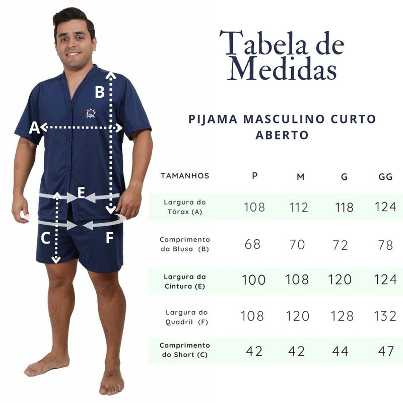 Pijama Masculino Curto Aberto Botão