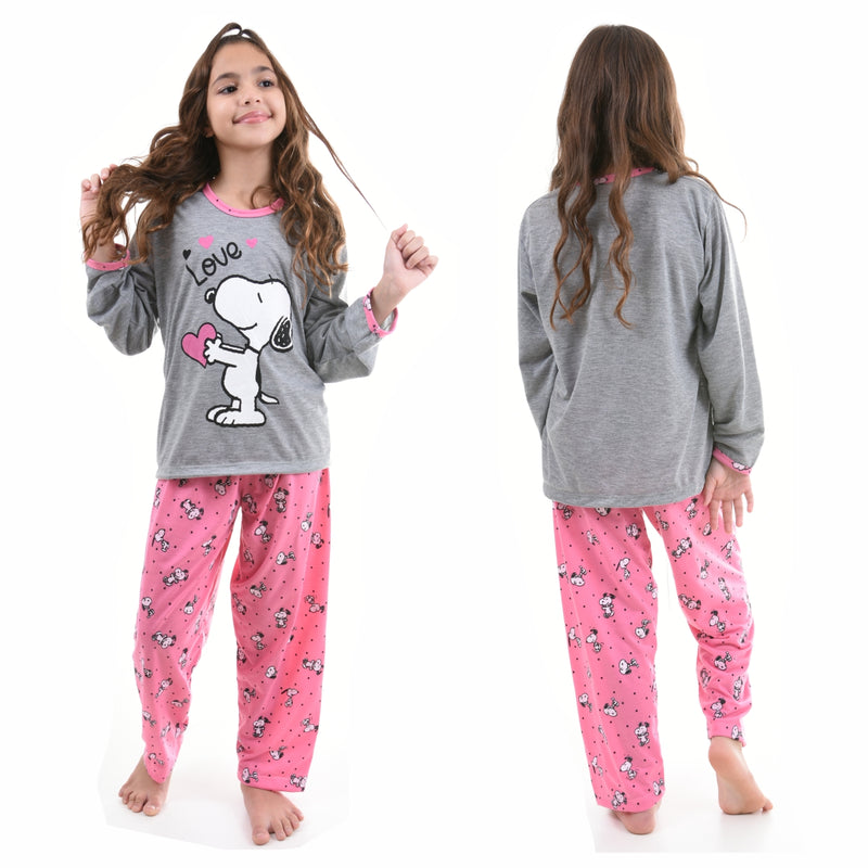 Pijama Infantil Longo Menina Snoopy Rosa