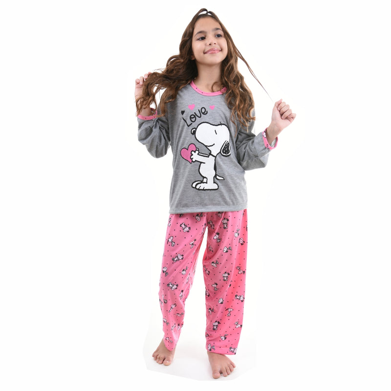 Pijama Infantil Longo Menina Snoopy Rosa