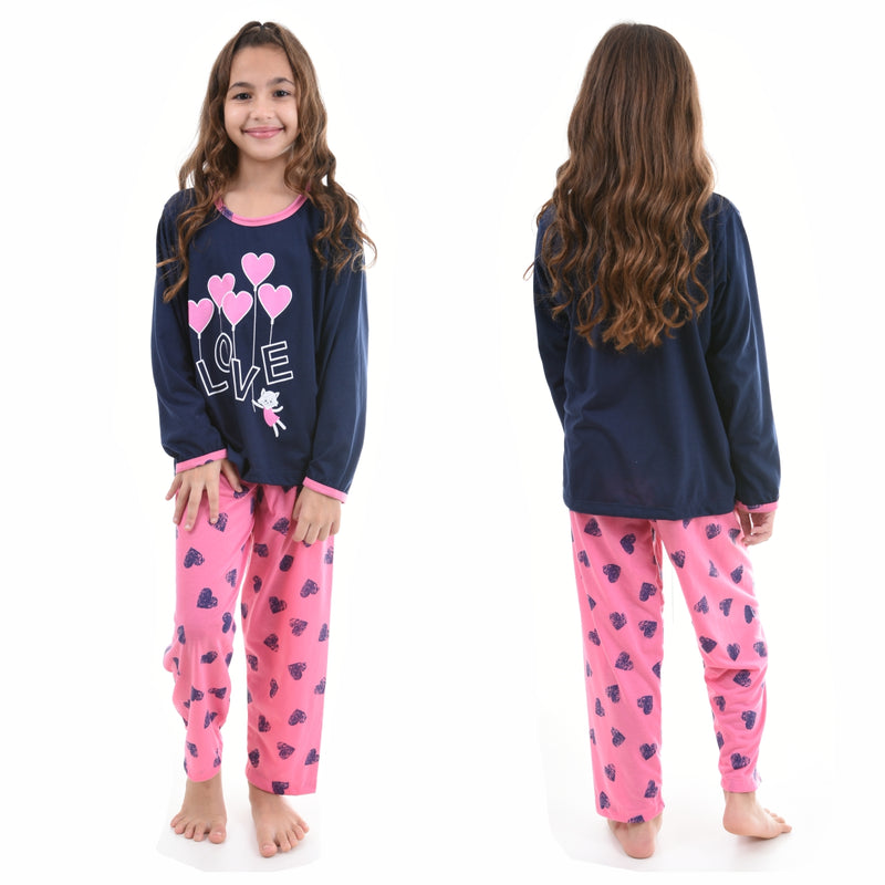 Pijama Infantil Longo Menina Love Azul