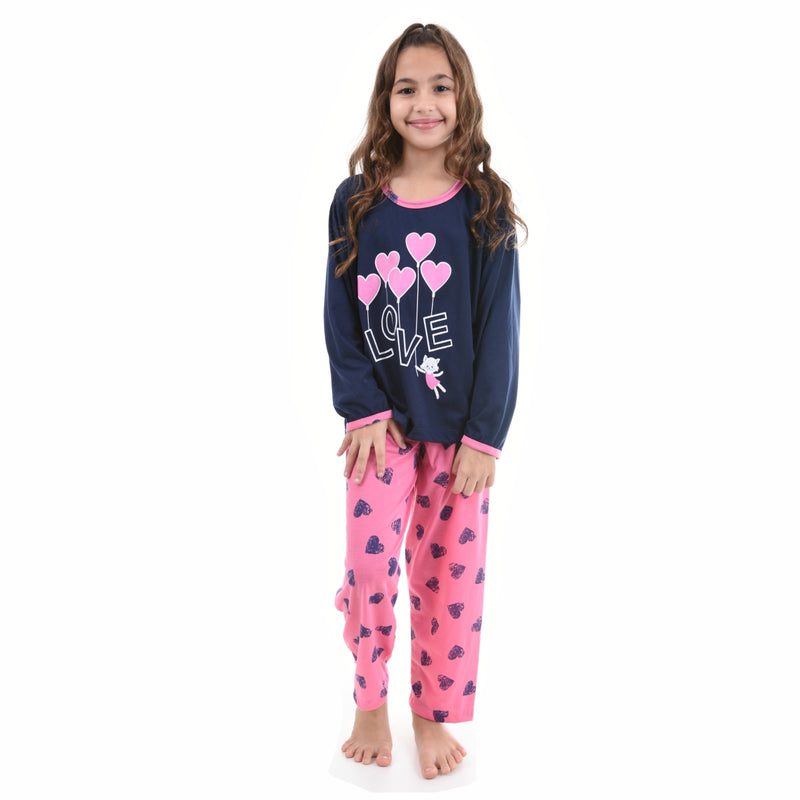 Pijama Infantil Longo Menina Love Azul