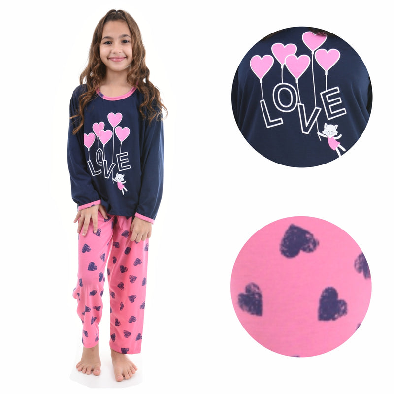 Pijama Infantil Longo Menina Love Azul