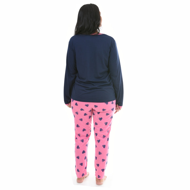 Pijama Longo Feminino Love Azul