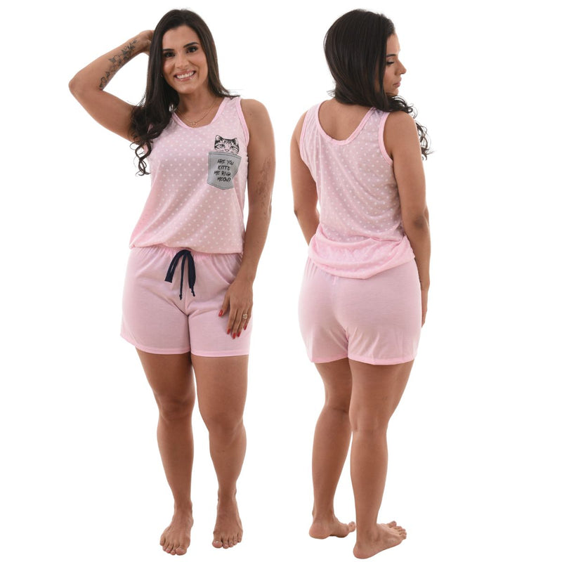 Baby Doll Camiseta Rosa Poa Bolso Gata