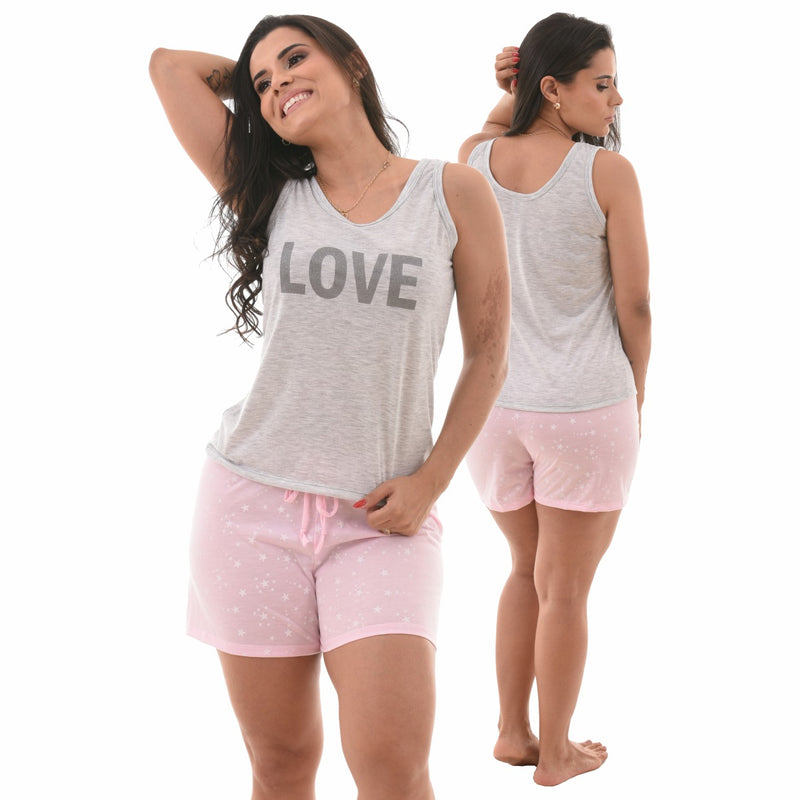 Baby Doll Camiseta Love Cinza