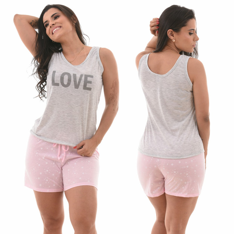 Baby Doll Camiseta Love Cinza