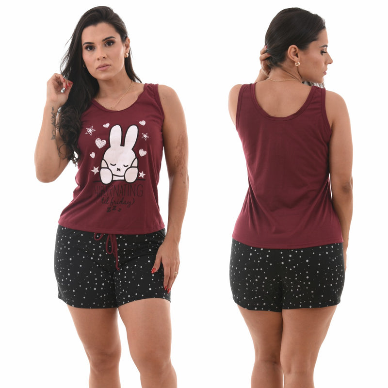 Baby Doll Camiseta Vinho Coelhinho