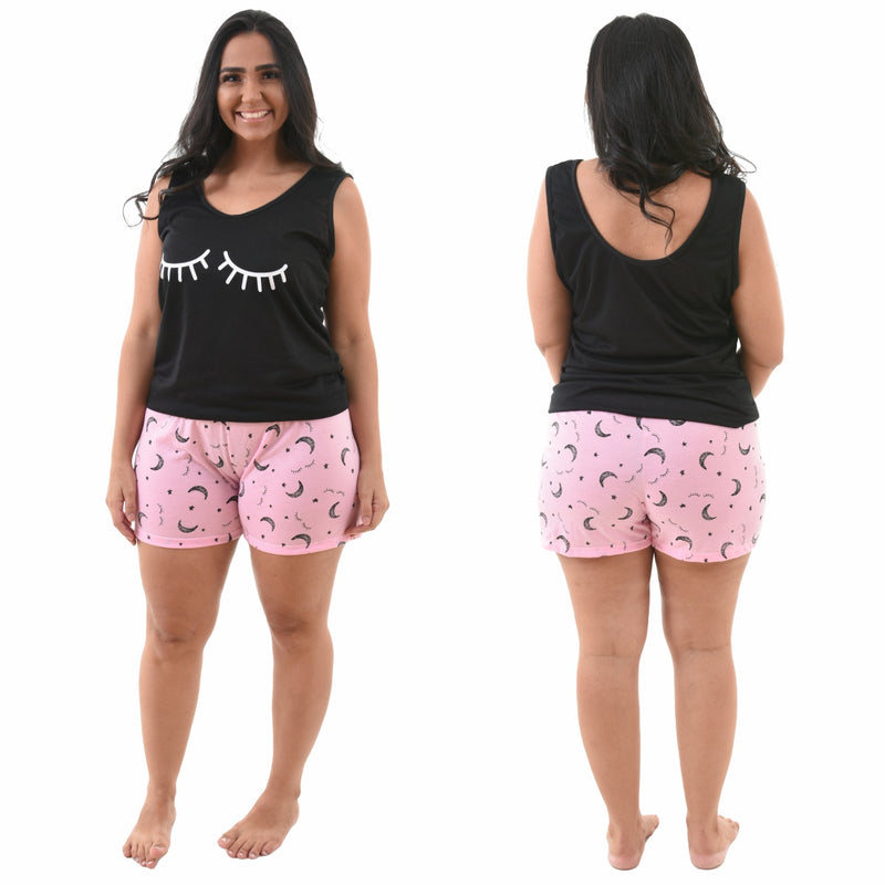 Baby Doll Camiseta Lua Noite Cilios