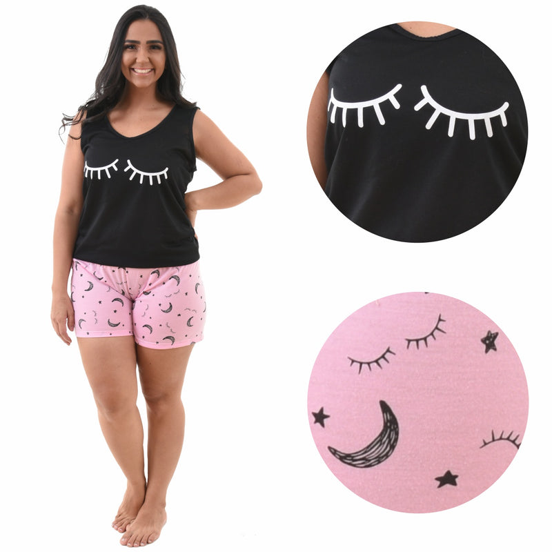 Baby Doll Camiseta Lua Noite Cilios