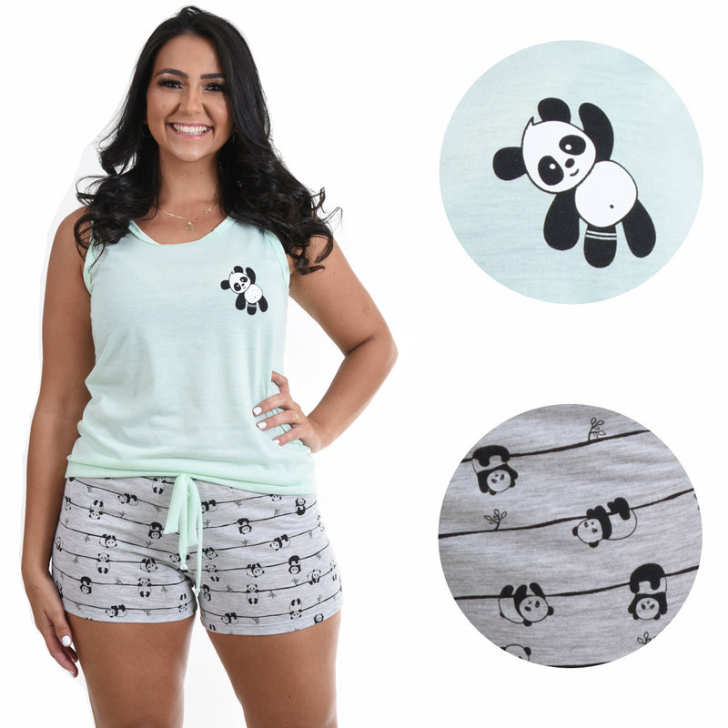 Baby Doll Camiseta Panda verde