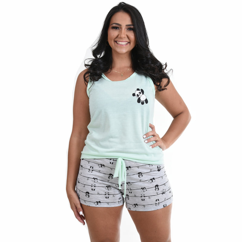 Baby Doll Camiseta Panda verde