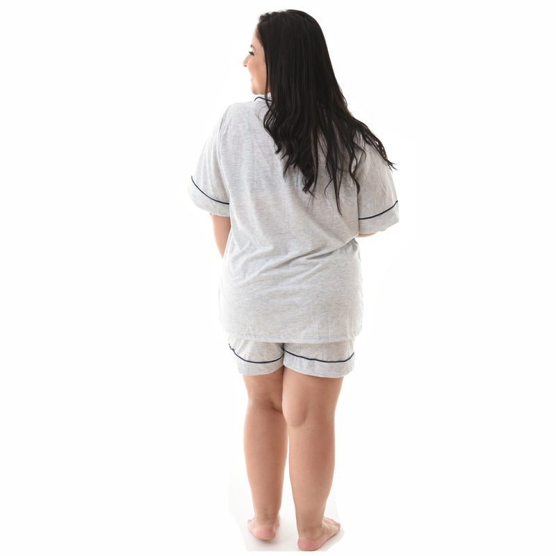 Pijama Americano Plus Size Cinza Mescla