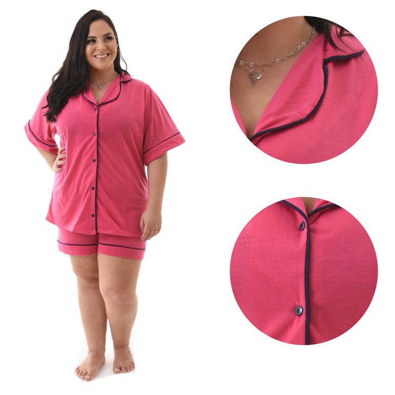 Pijama Americano Rosa Liso