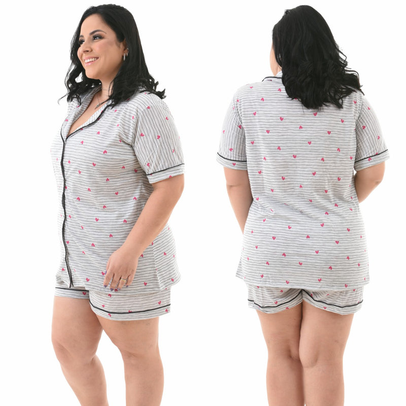 Pijama Americano Plus Size Coração LTR