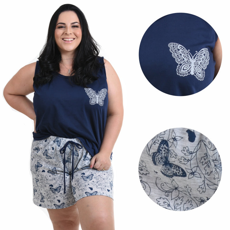 Baby Doll Camiseta Plus Size Borboleta