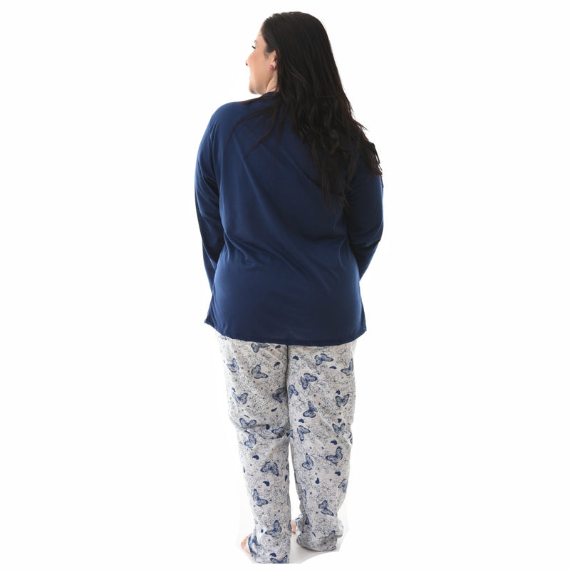 Pijama Longo Plus Size Borboleta