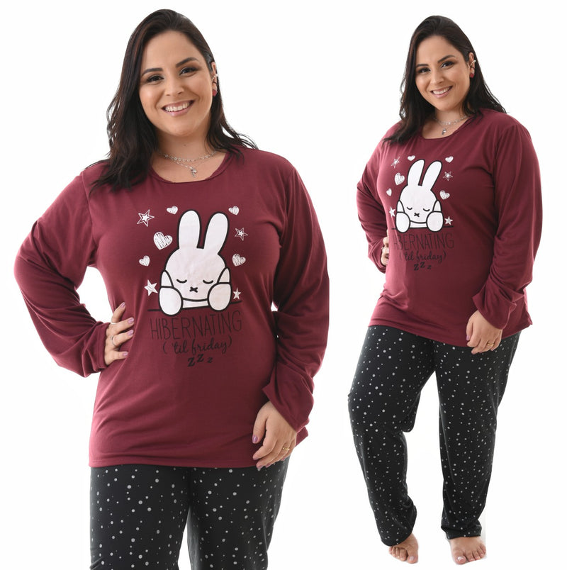 Pijama Longo Plus Size Coelhinho