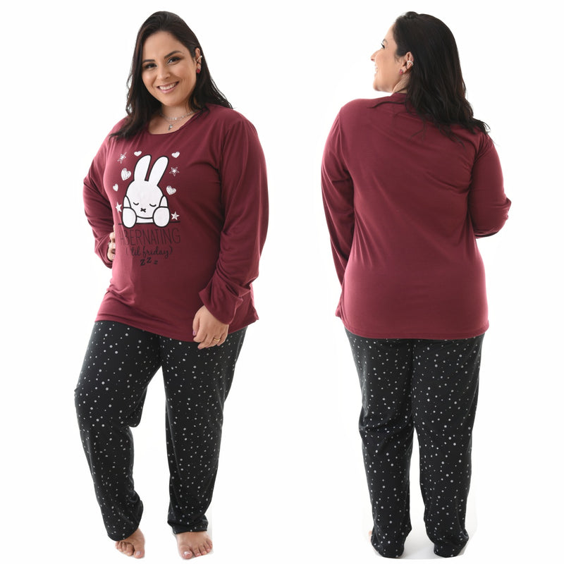 Pijama Longo Plus Size Coelhinho