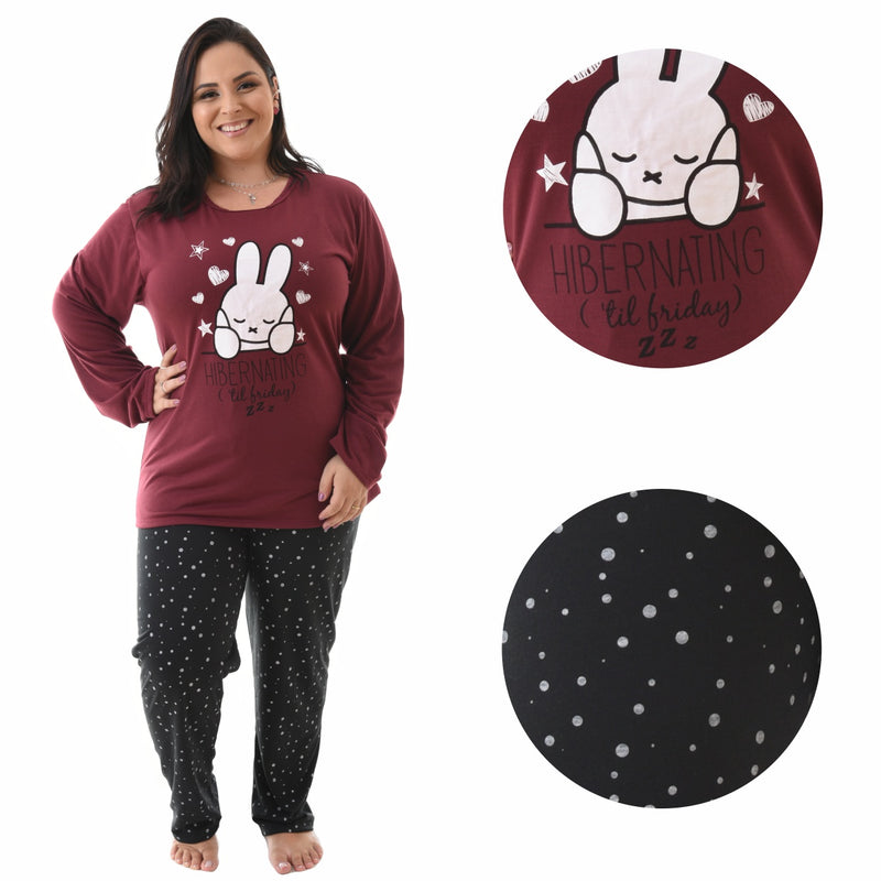 Pijama Longo Plus Size Coelhinho