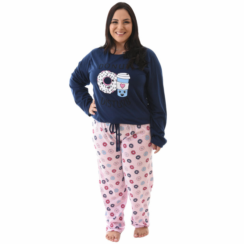 Pijama Longo Plus Size Donuts