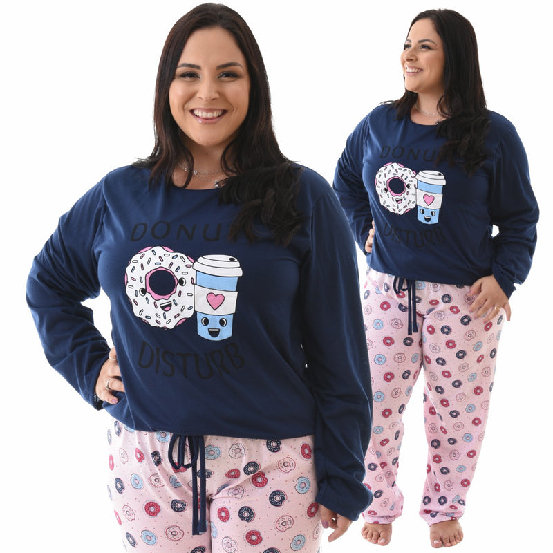 Pijama Longo Plus Size Donuts